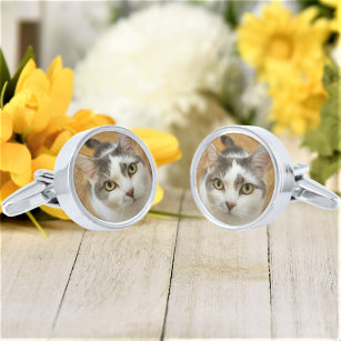 Custom Pet Or Family Photo Personalised Silver Finish Cufflinks