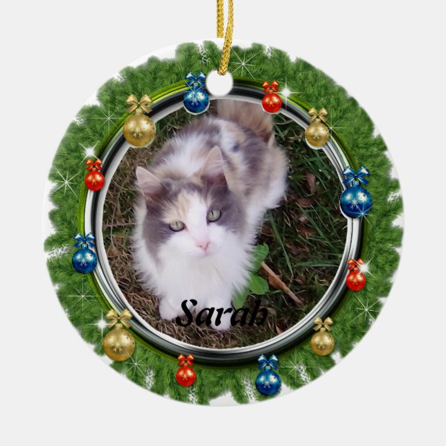 Custom Pet Ornaments Christmas Wreath Round (Front)