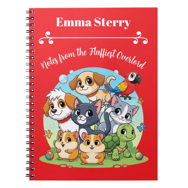 Custom Pet Overlord Cartoon Notebook  (Front)