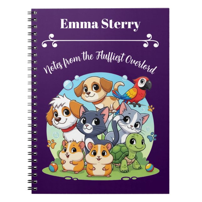 Custom Pet Overlord Cartoon Notebook  (Front)
