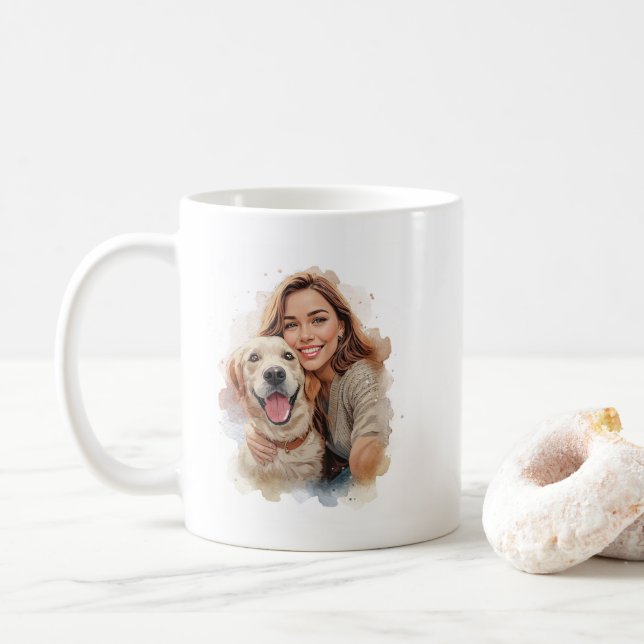 Custom Pet & Owner Mug from Photo (With Donut)