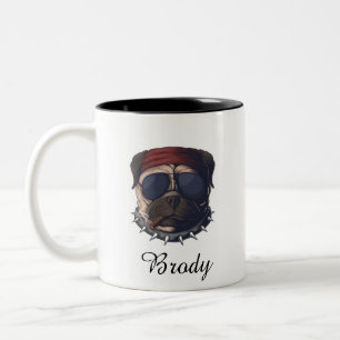 Custom pet personalised dog funny face  Two-Tone coffee mug