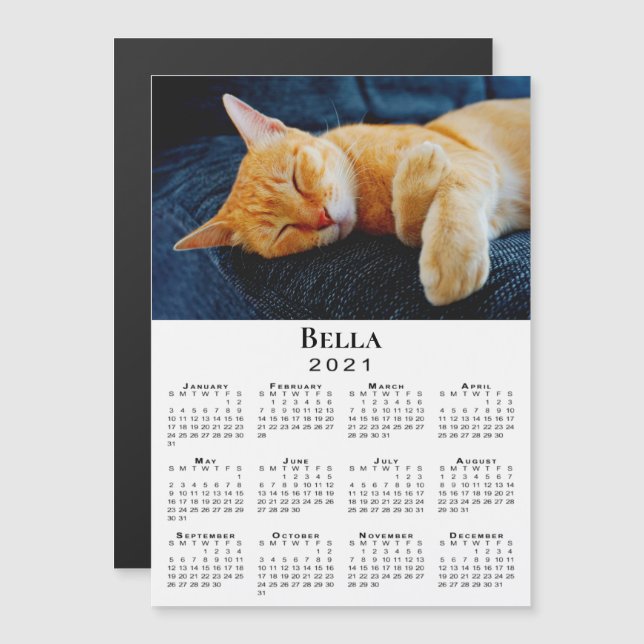 Custom Pet Photo and Name 2021 Calendar (Front/Back)