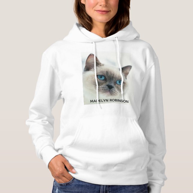 Custom Pet Photo and Name Customised Women's Funny Hoodie (Front)
