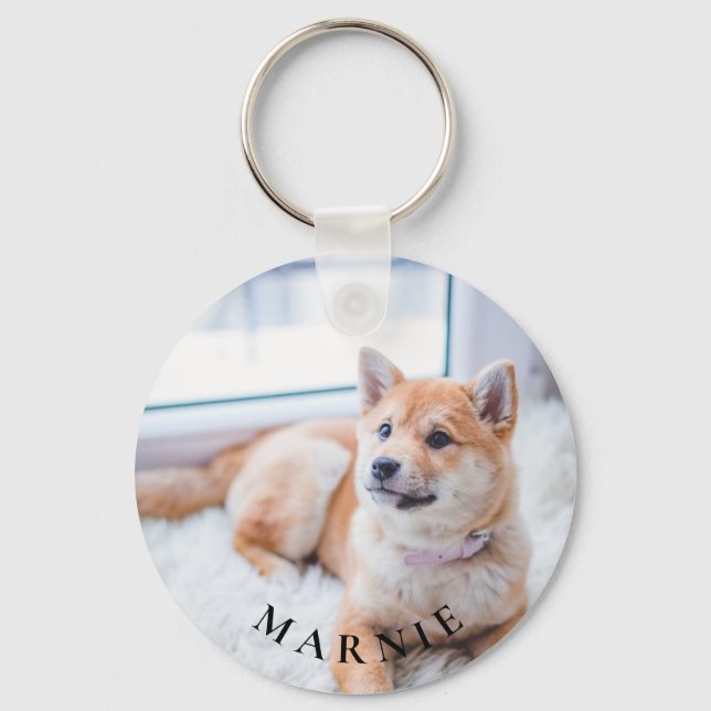 Custom Pet Photo and Name Double Sided Key Ring (Front)