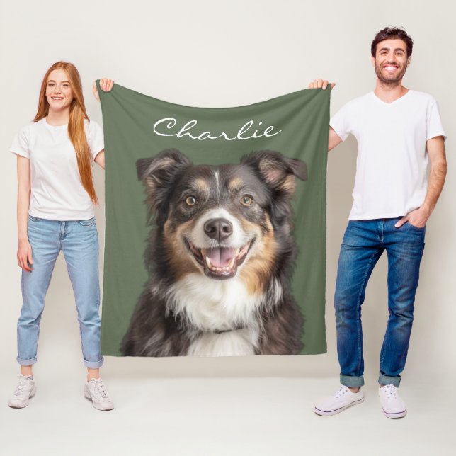 Custom Pet Photo And Name Fleece Blanket (In Situ)
