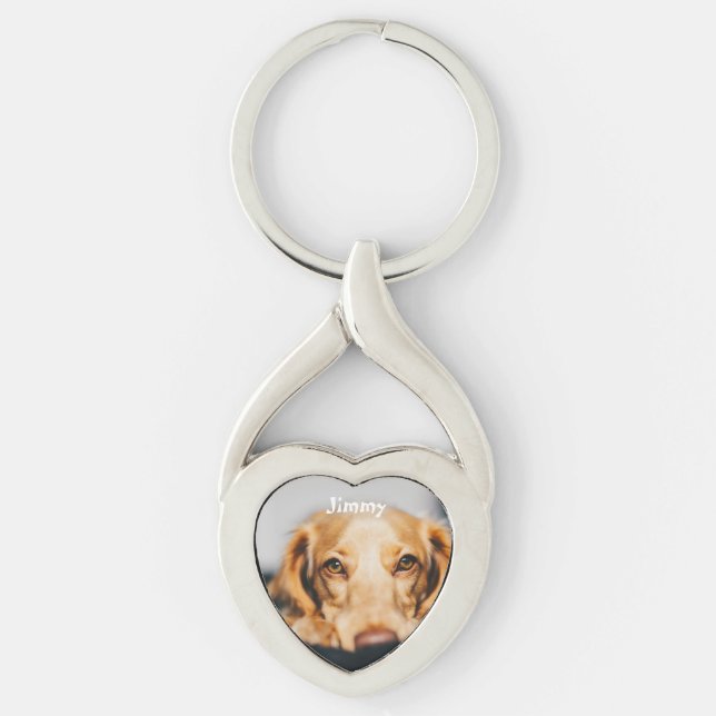 Custom pet photo and name key ring (Front)
