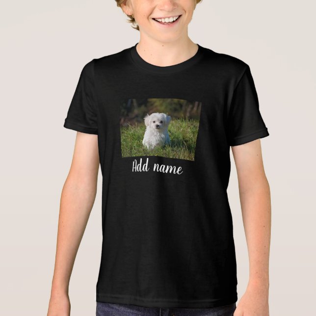 Custom Pet Photo And Name Tri-Blend Shirt (Front)