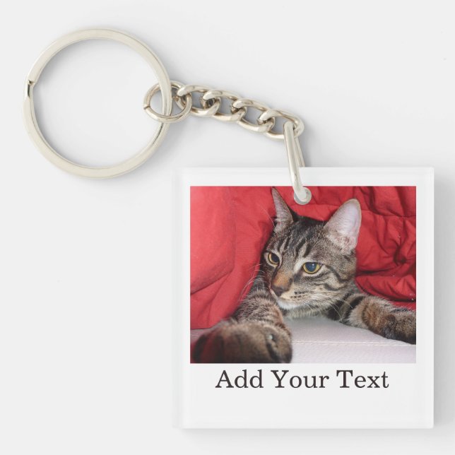 Custom Pet Photo And Optional Text Personalised Key Ring (Front)