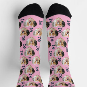 Custom Pet Photo and Paw Prints Socks