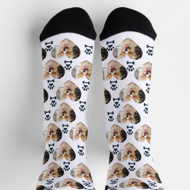 Custom Pet Photo and  Paw Prints Socks (Top)