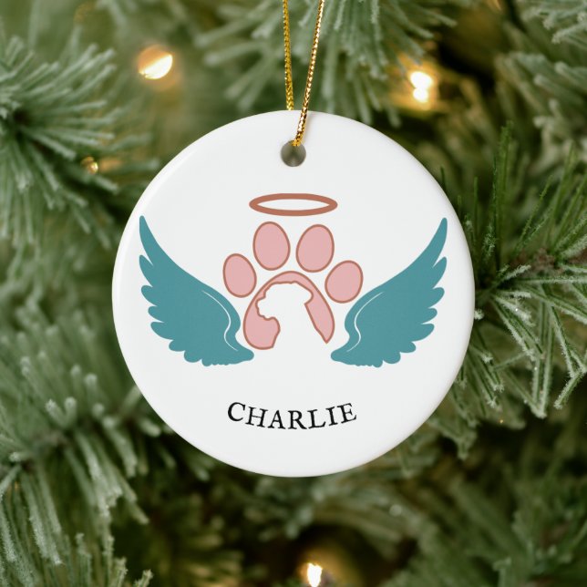 Custom Pet Photo Angel Wings Christmas Ceramic Tree Decoration (Tree)
