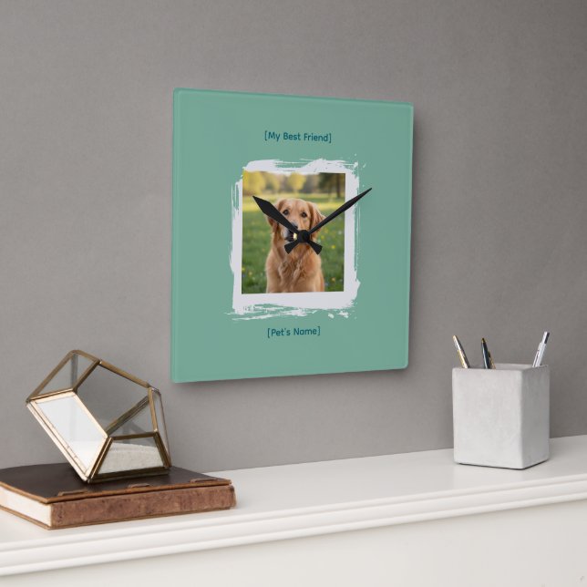 Custom Pet Photo Brushstroke Wall Clock (Office)