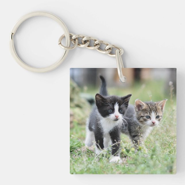 Custom Pet Photo Cat Keepsake Key Ring (Front)