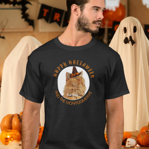 Custom Pet Photo Cat Lover Orange Black Halloween T-Shirt
