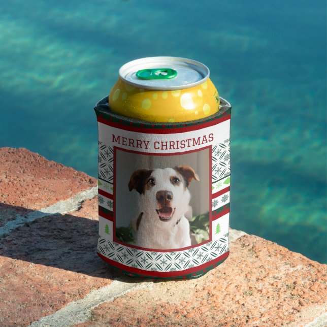 Custom Pet Photo Christmas Stubby Holder Can Cozy (In Situ Pool)