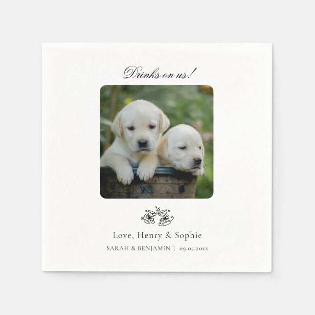 Custom Pet Photo Cocktail Napkins for Weddings  (Front)