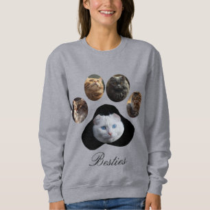Custom Pet Photo Collage Paw Print Shape Sweatshirt