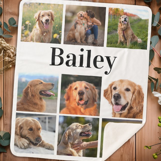 Custom Pet Photo Collage Personalised Dog Lover Sherpa Blanket (Creator Uploaded)