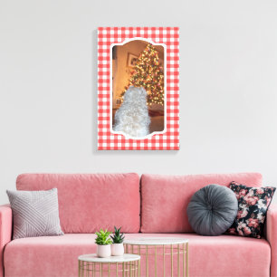 Custom Pet Photo Country Red Buffalo Check Plaid Canvas Print