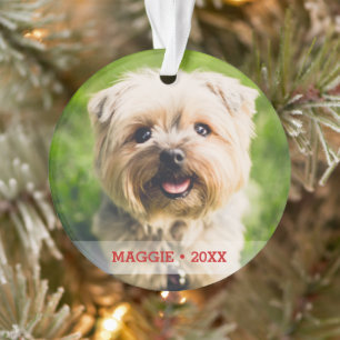 Custom Pet Photo Cute Dog Cat Christmas Tree Ornament