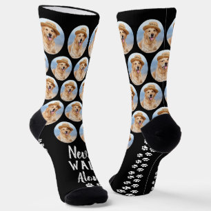 Custom Pet Photo Dog Never Walk Alone Paw Prints Socks