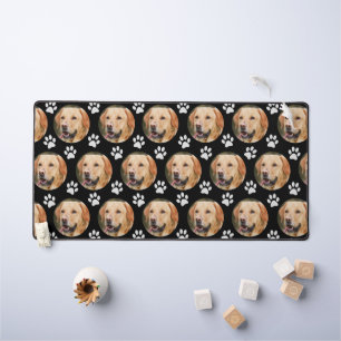 Custom Pet Photo Dog Pattern Black Desk Mat