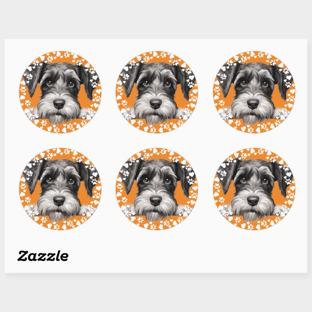 Custom Pet Photo Dog Paw Prints in Hearts Frame Classic Round Sticker (Sheet)