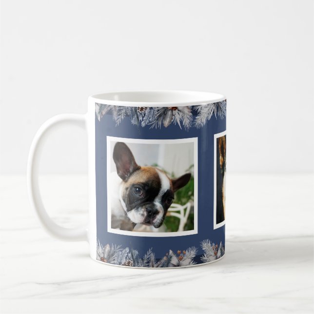 Custom Pet Photo Elegant Watercolor Festive Coffee Coffee Mug (Left)