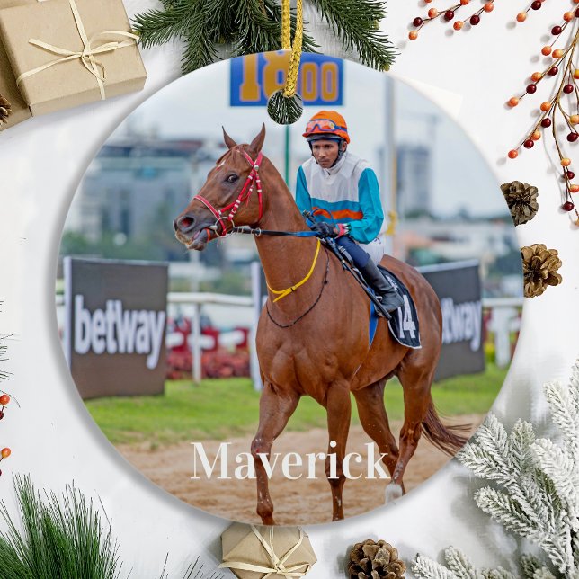 Custom Pet Photo Equestrian Horse Lover  Ceramic Tree Decoration (Creator Uploaded)