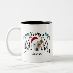 Custom Pet Photo Face with Santa Hat Christmas Two-Tone Coffee Mug