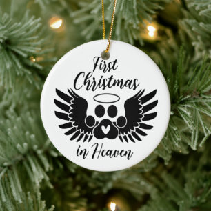 Custom Pet Photo First Christmas in Heaven Ceramic Tree Decoration