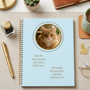 Custom Pet Photo Ginger Cat Personalised Notebook