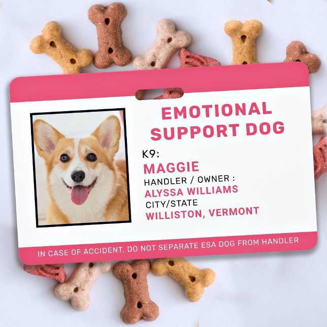 Custom Pet Photo ID Emotional Support Dog  Badge (Creator Uploaded)