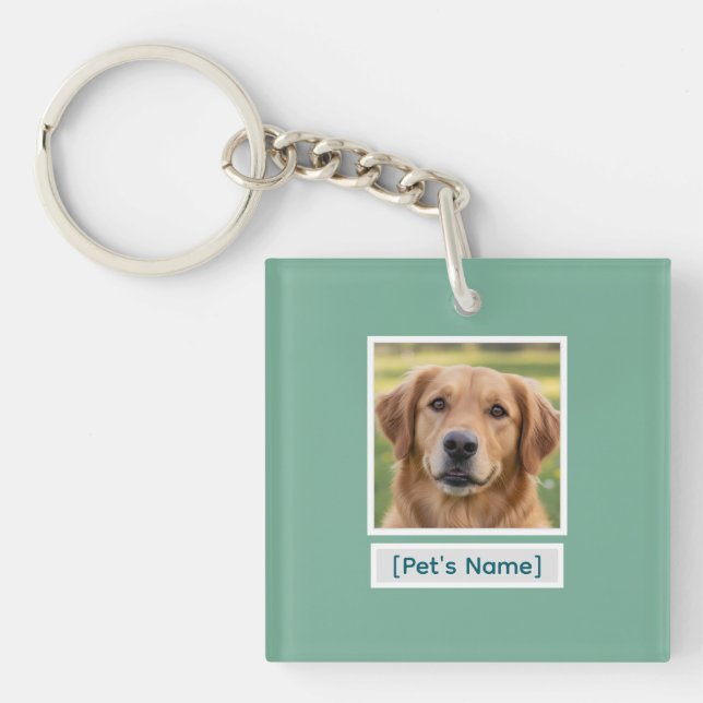 Custom Pet Photo Keychain | Personalized Pet Name  (Front)