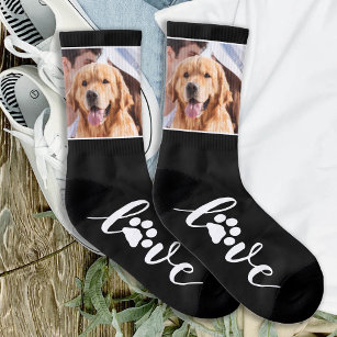 Custom Pet Photo Love Paw Print Dog Socks