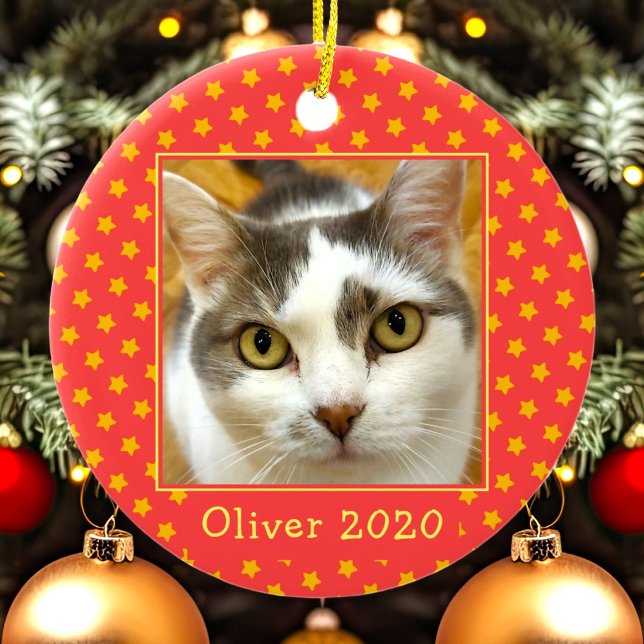 Custom Pet Photo Memorial Christmas Ceramic Tree Decoration (Creator Uploaded)