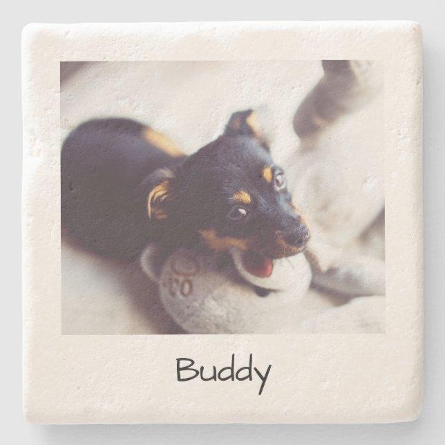 Custom Pet Photo Memories Personalised Stone Coaster (Front)