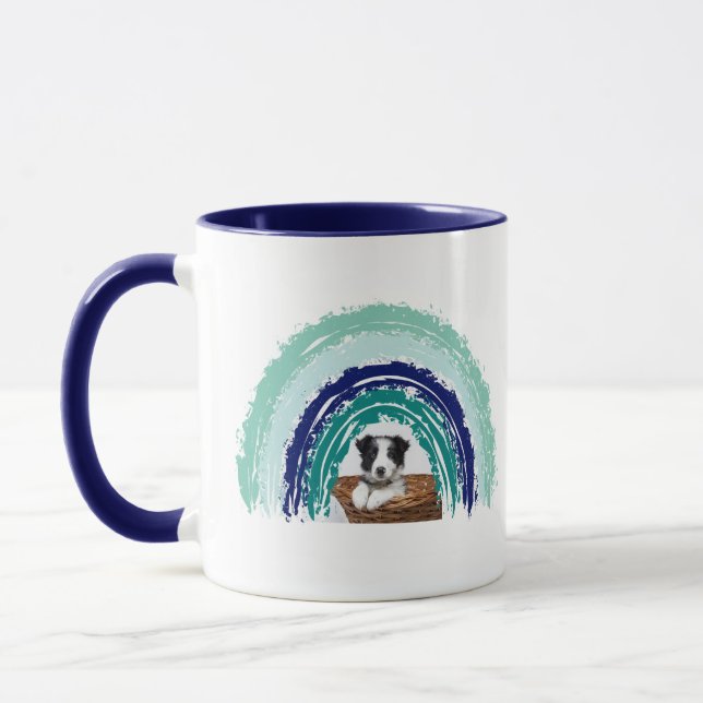 Custom Pet Photo Mug - Rainbow Dog Cat Coffee Cup (Left)