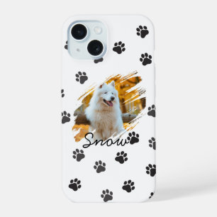 Custom Pet Photo & Name Modern Brushstroke Mug iPhone 15 Case