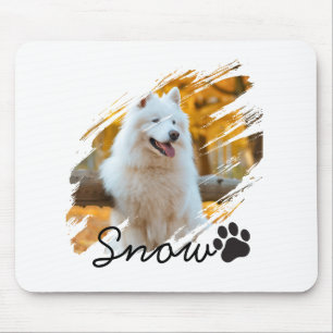 Custom Pet Photo & Name Modern Brushstroke Mug Mouse Mat