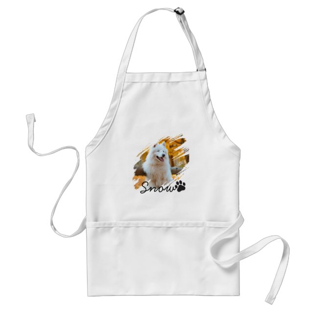 Custom Pet Photo & Name Modern Brushstroke Mug Standard Apron (Front)