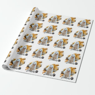 Custom Pet Photo & Name Modern Brushstroke Mug Wrapping Paper