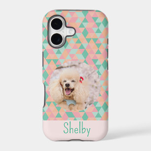 Custom Pet Photo & Name Muted Pastel Geometric