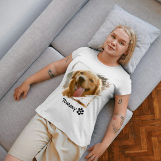Custom Pet Photo & Name T-Shirt with Modern Typogr