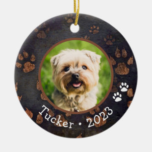 Custom Pet Photo Name Year Ceramic Ornament