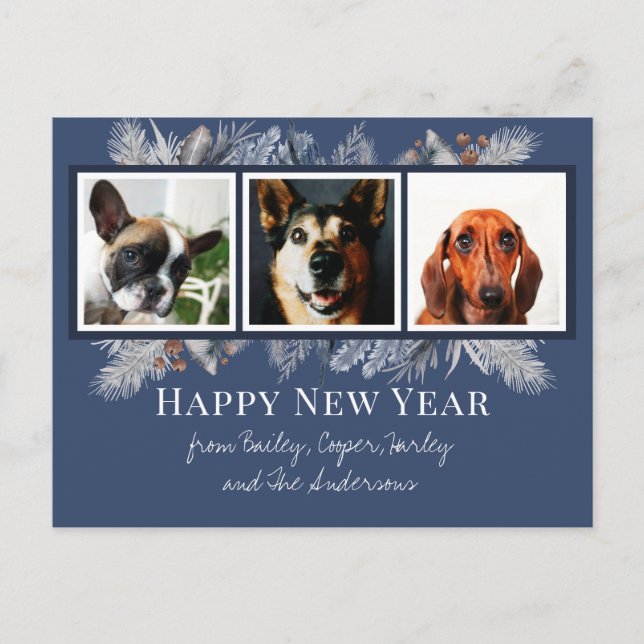 Custom Pet Photo New Year Postcard (Front)