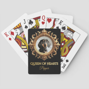 Custom Pet Photo Ornate Retro Queen of Hearts Playing Cards