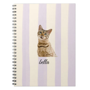 Custom Pet Photo Pastel Lavender Stripes Notebook