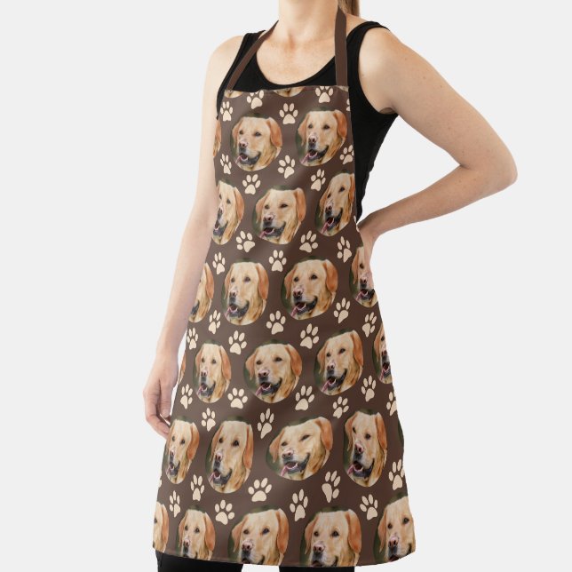 Custom Pet Photo Pattern Dog Brown Apron (Insitu)